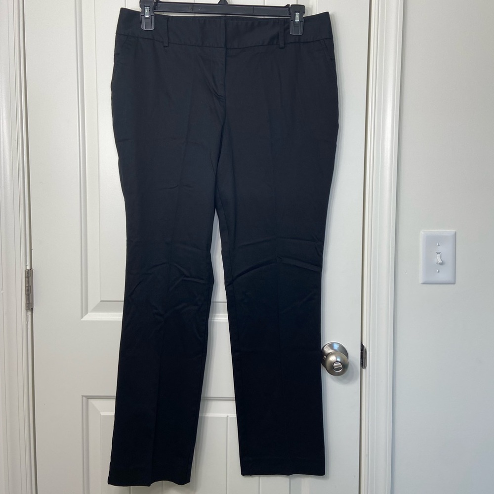 NWOT Dana Buchman women’s solid black‎ slim straight cotton stretch dress pants